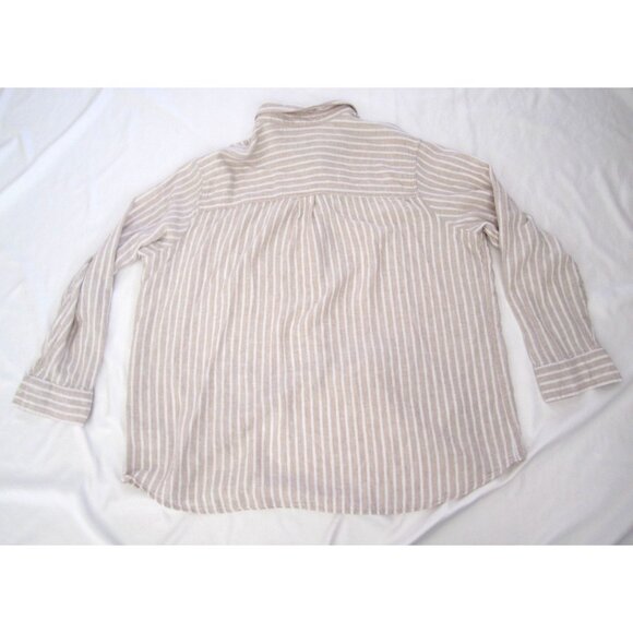 Women's Gap Linen Blend Button Stripe Preppy Long Sleeve Shirt Sz XXL (WB440) - Picture 3 of 9